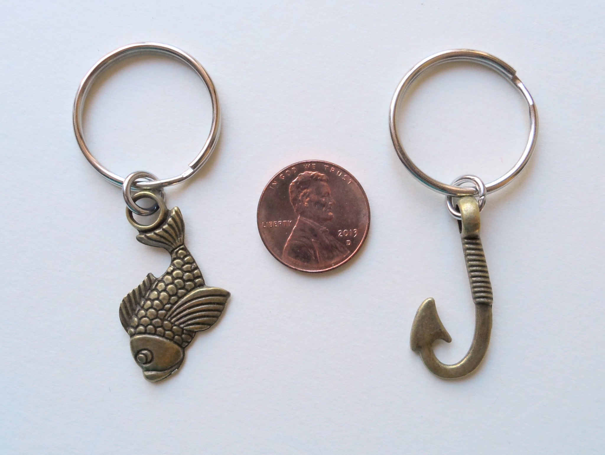boyfriend fish hook Bronze Fish and Hook Keychain – JewelryEveryday