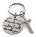 Cross Charm Keychain with Encouraging Saying Disc Charm "When You Go Through Deep Waters I will Be With You", Religious Keychain Gift, Christian Keychain