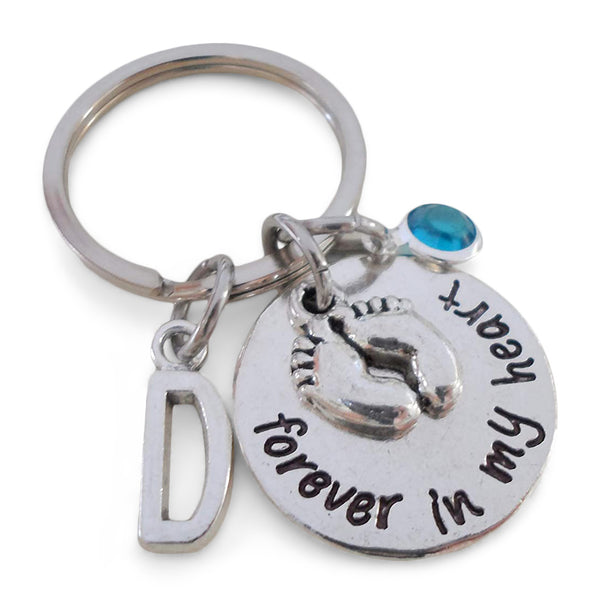 Personalized Forever in My Heart Keychain with Baby Feet Charm, Baby Memorial Keychain for a Baby Loss Gift, a Stillborn or Miscarriage