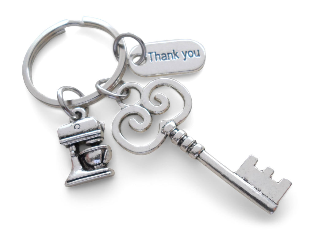 Baker's Keychain, Bakery Employee Appreciation Gift, School Lunch Staff Thank You Gift, Key & Mixer Charm