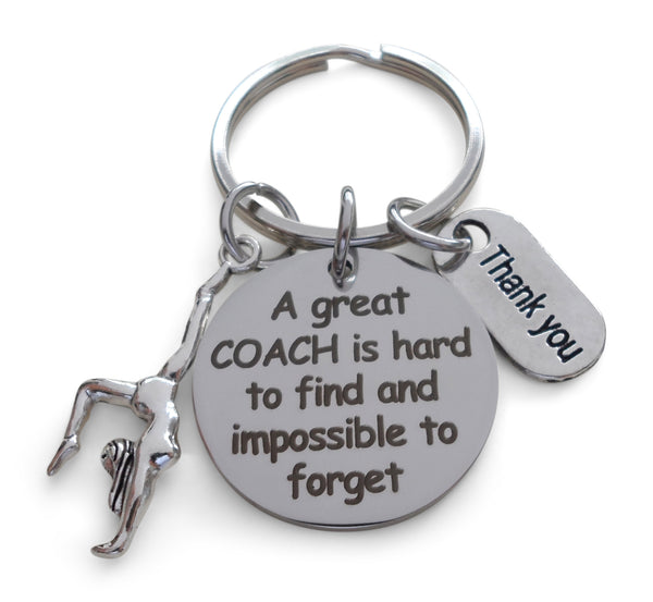 Gymnastic Coach Appreciation Gift • Engraved "A Great Coach is Impossible to Forget" Keychain | Jewelry Everyday