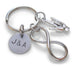 Custom Infinity Charm Keychain with ASL I Love You Hand Charm & Engraved Tag for Couples or Best Friends Initials, Anniversary Gift Keychain