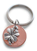 Clover Charm Layered Over 2022 US One Cent Penny Keychain; Anniversary, Couples Keychain