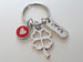 Clover Charm Keychain with Love Tag Charm and Red Circle Charm with a Heart Shape - Lucky to Have You, Couples Keychain