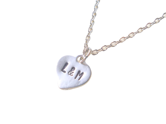 Personalized Hand Stamped Heart Necklace With Initials