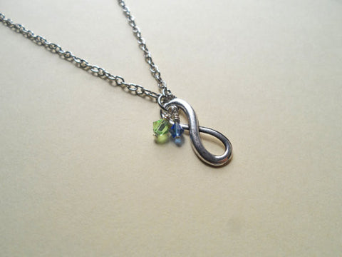 Infinity Symbol Necklace; Brithstone Necklace - You And Me Forever