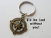 Bronze Open Metal Compass Necklace and Keychain Set - I'd Be Lost Without You; Couples Keychain Set