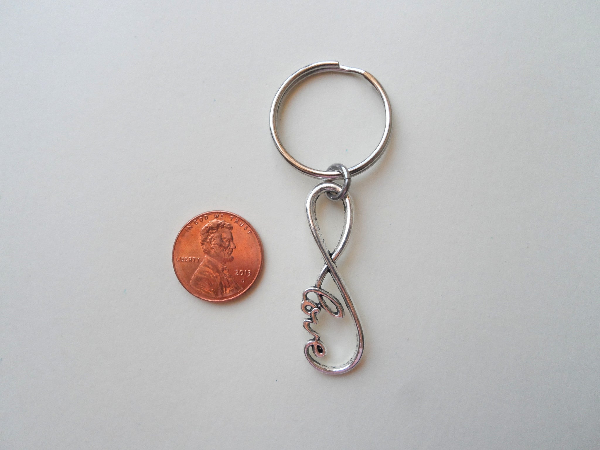 Bronze Small BFF Infinity Symbol Keychain with Custom Heart Tag