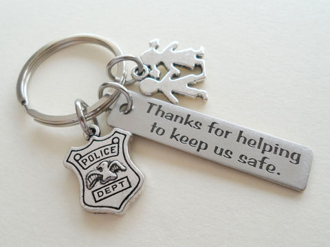 Police Officer Keychain, Police Badge Charm & Tag Keychain, Police Appreciation Gift, School Security Guard Thank You Gift