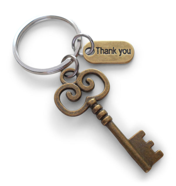 Swirl Design Bronze Key Keychain Employee Appreciation Gift, Volunteer Gift - You Are a Key Part of Our Team