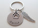 Custom Engraved Disc Keychain with Paw Print Charm & Wing Charm, Pet Loss, Dog Memorial Keychain, Family Pet Memorial Keychain