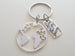 Cutout World Globe Charm Keychain with Find Joy in the Journey Charm