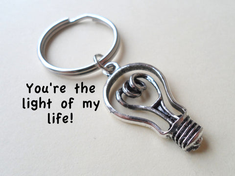 Light Bulb Keychain - You're The Light Of My Life; Couples Keychain