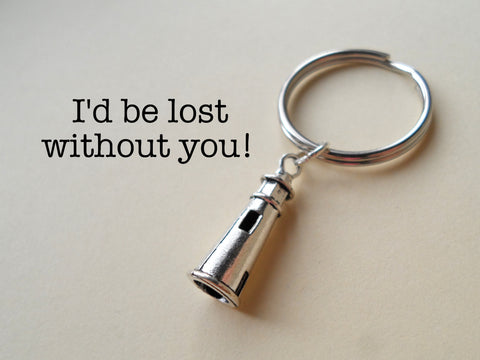 Lighthouse Keychain - Lost Without You; Couples Keychain