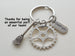 Housekeeping Appreciation Gift Keychain; Gear, Broom, & Thank You Charm Keychain