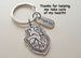Anatomic Heart Charm Keychain with Thank You Charm, Doctor Office Gift, Hospital Staff Gift, Trainer Thank you Gift