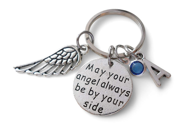 May Your Angel Always Be By Your Side Keychain with Wing Charm, Add-on Charm Options