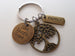 Bronze Family Tree Charm Keychain with Live Laugh Love Disc Charm, Family Reunion Gift