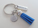 Swimmer Charm, Believe Tag, and Blue Tassel Charm Keychain, Swim Keychain, Swimming Fitness Encouragement Keychain
