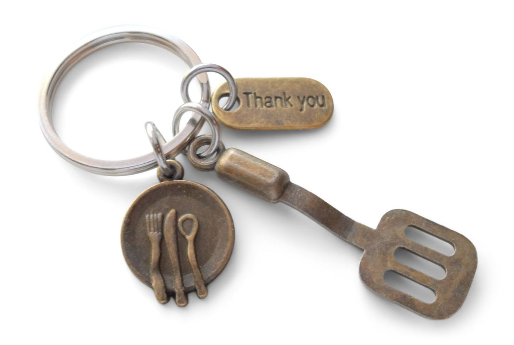 Bronze School Lunch Server Spatula Thank You Keychain Appreciation Gift