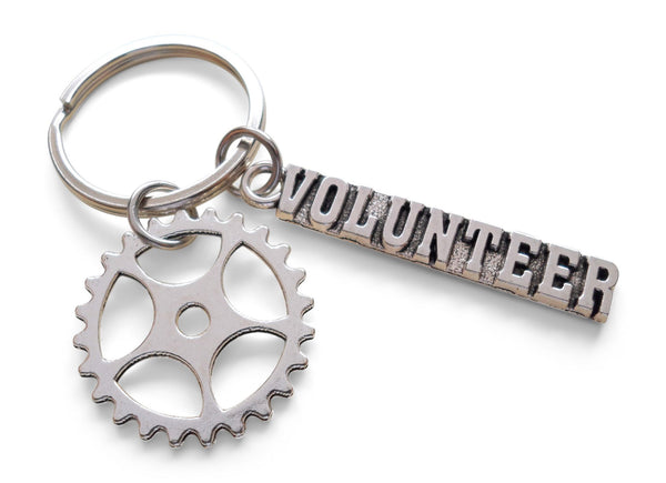 Gear Charm and Volunteer Charm Keychain, Community Volunteer Keychain - Thanks For Being an Essential Part of Our Team