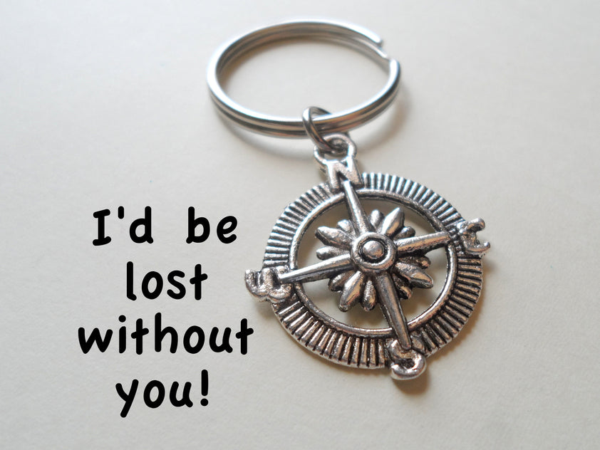 Open Metal Compass Keychain