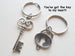 Oval Lock and Key Keychain Set - You've Got The Key To My Heart; Couples Keychain Set