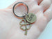 Love Disc Charm with Bronze Four Leaf Clover Keychain - Lucky to Have You