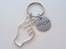 Korean Hand Heart Symbol Charm Keychain with Engraved Disc "I Love You" in Korean (Hangul), Couples Keychain