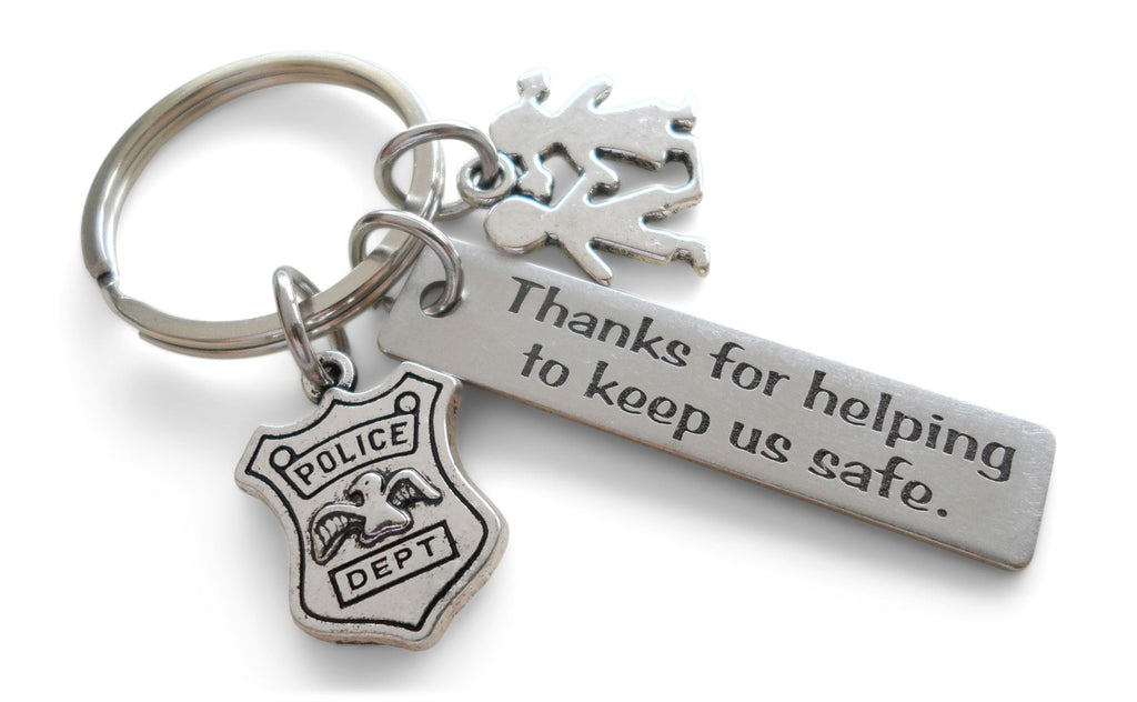 Police Officer Keychain, Police Badge Charm & Tag Keychain, Police Appreciation Gift, School Security Guard Thank You Gift