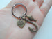 Bronze Fish Hook Keychain with Small Fish and For Keeps Heart Charm - I'm Hooked On You; Couples Keychain