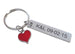 Red Heart Charm Keychain and Steel Tag Custom Engraved, Couples Keychain Gift