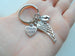Baby Feet Charm & Wing Charm Keychain with a Forever Loved Heart Charm, Baby Loss Memorial Keychain