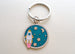 Rocket Ship in Space with Moon & Stars Charm Keychain