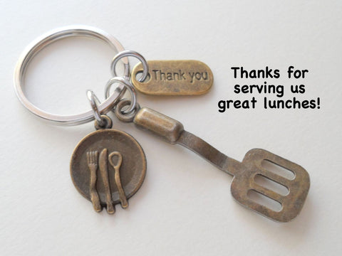Bronze School Lunch Server Spatula Thank You Keychain Appreciation Gift