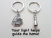 Sailboat & Lighthouse Keychain Set - Your Light Helps Guide Me Home; Couples Keychains, Mother Daughter or Father Son