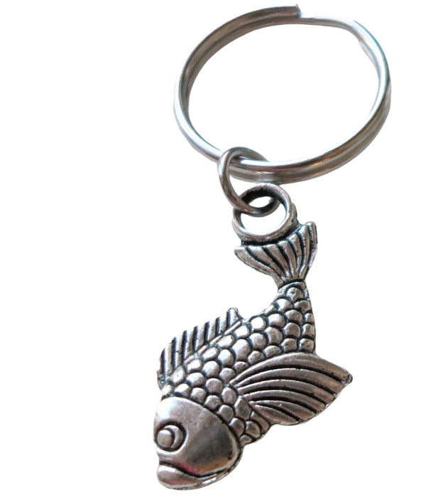 Silver Fish Keychain - You Are A Great Catch; Couples Keychain