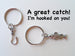 Spotted Fish and Hook Keychain Set - A Great Catch, I'm Hooked on You; Couples Keychain Set