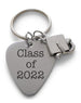 Graduate Guitar Pick Keychain, Stainless Steel Guitar Pick Keychain; Class of 2023 Engraved Keychain with Cap Charm, Graduation Gift