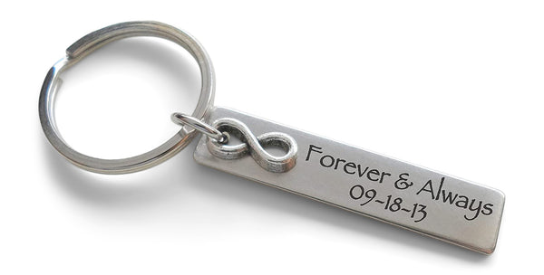 Custom Engraved Small Steel Tag Keychain with Infinity Charm ...