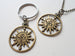 Bronze Sun Compass Neckace and Keychain Set