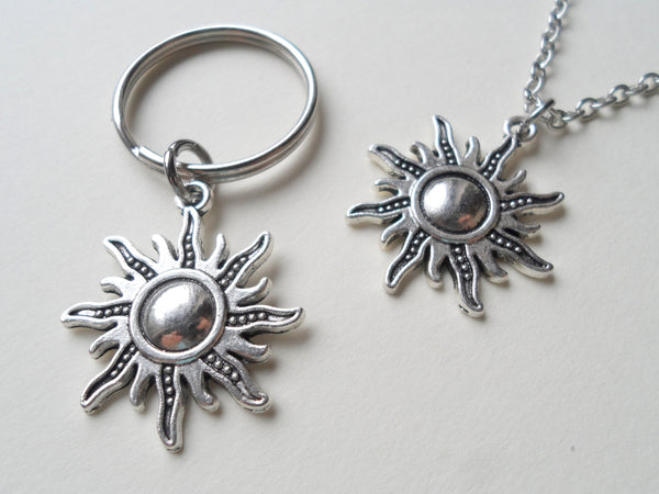 Sun Necklace and Sun Keychain Set