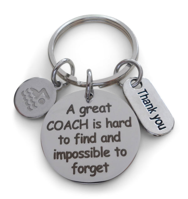 Swim Coach Appreciation Gift • Engraved "A Great Coach is Impossible to Forget" Keychain | Jewelry Everyday