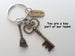 Housekeeping Appreciation Gift Keychain; Bronze Key, Broom, & Thank You Charm Keychain