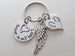 Forever in My Heart Twin Babies Memorial Keychain, Twins Feet Heart Charm & Wing Charm