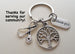 Medical Professional Charm Keychain, Nurse Appreciation Keychain With Small Tree & Stethoscope Charm with Thank You Charm