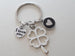 Clover Charm Keychain with I Love you Heart Charm and Circle Charm with a Heart Shape - Lucky to Have You, Couples Keychain