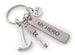 Dad My Hero Engraved Tag Keychain with Hammer and Screwdriver Tool Charms, Fathers Tools Charm Keychain