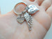 Twins Baby Feet Charm & Wing Charm Keychain with a Forever Loved Heart Charm, Twin Babies Loss Memorial Keychain