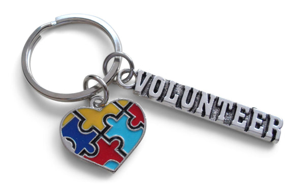 Puzzle Piece Heart Volunteer Keychain, Community Keychain, Service Group Key Chain, Thank You Gift